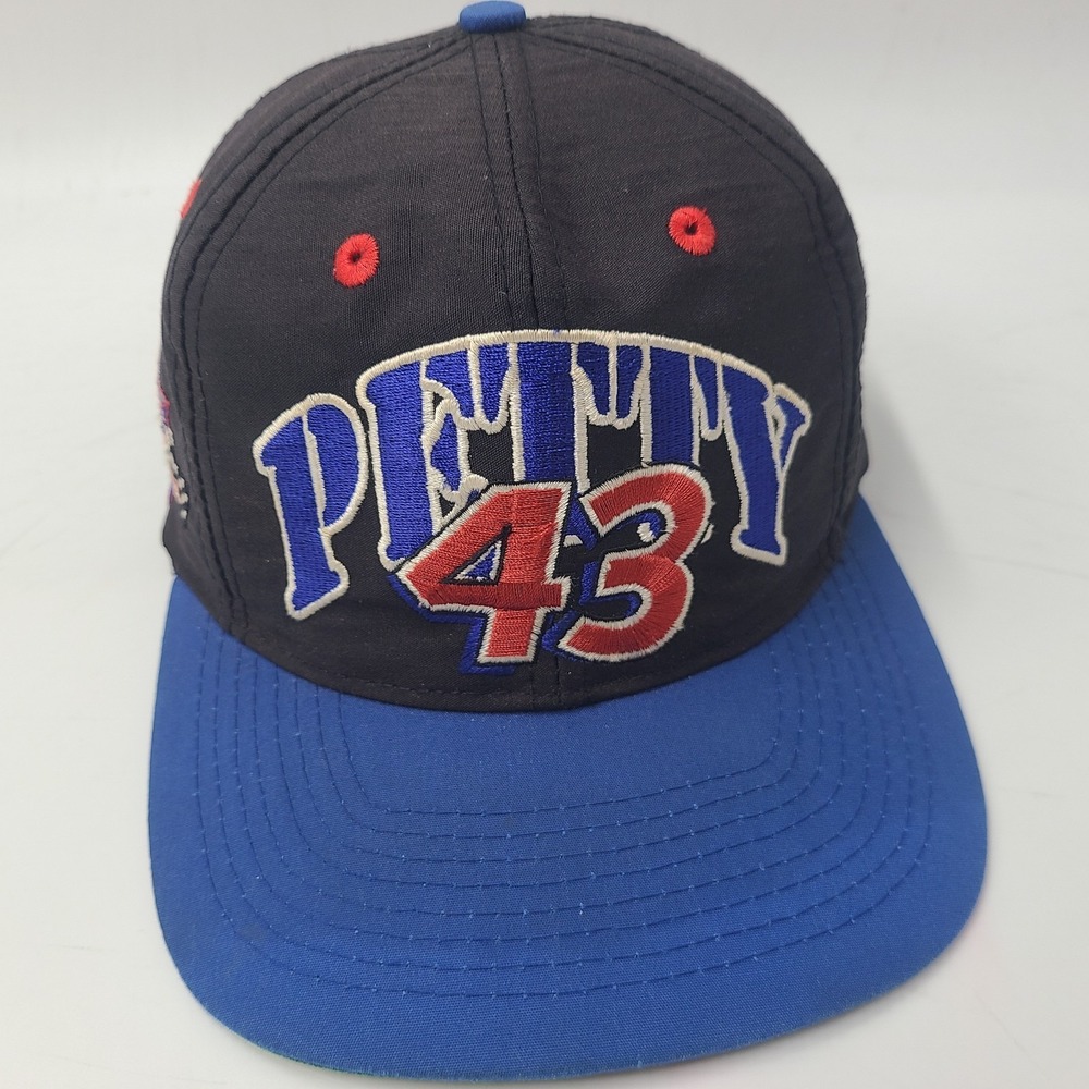Vintage Richard Petty Hat Snapback Black Blue NASCAR STP #43 Drivers Club Logo 7